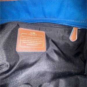 Coach | Bags | Coach Blue Brown Tote Leather Straps Discontinued Style ...